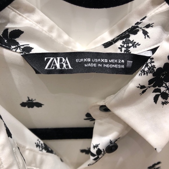 Black & white floral button up shirt from Zara - Picture 3 of 7